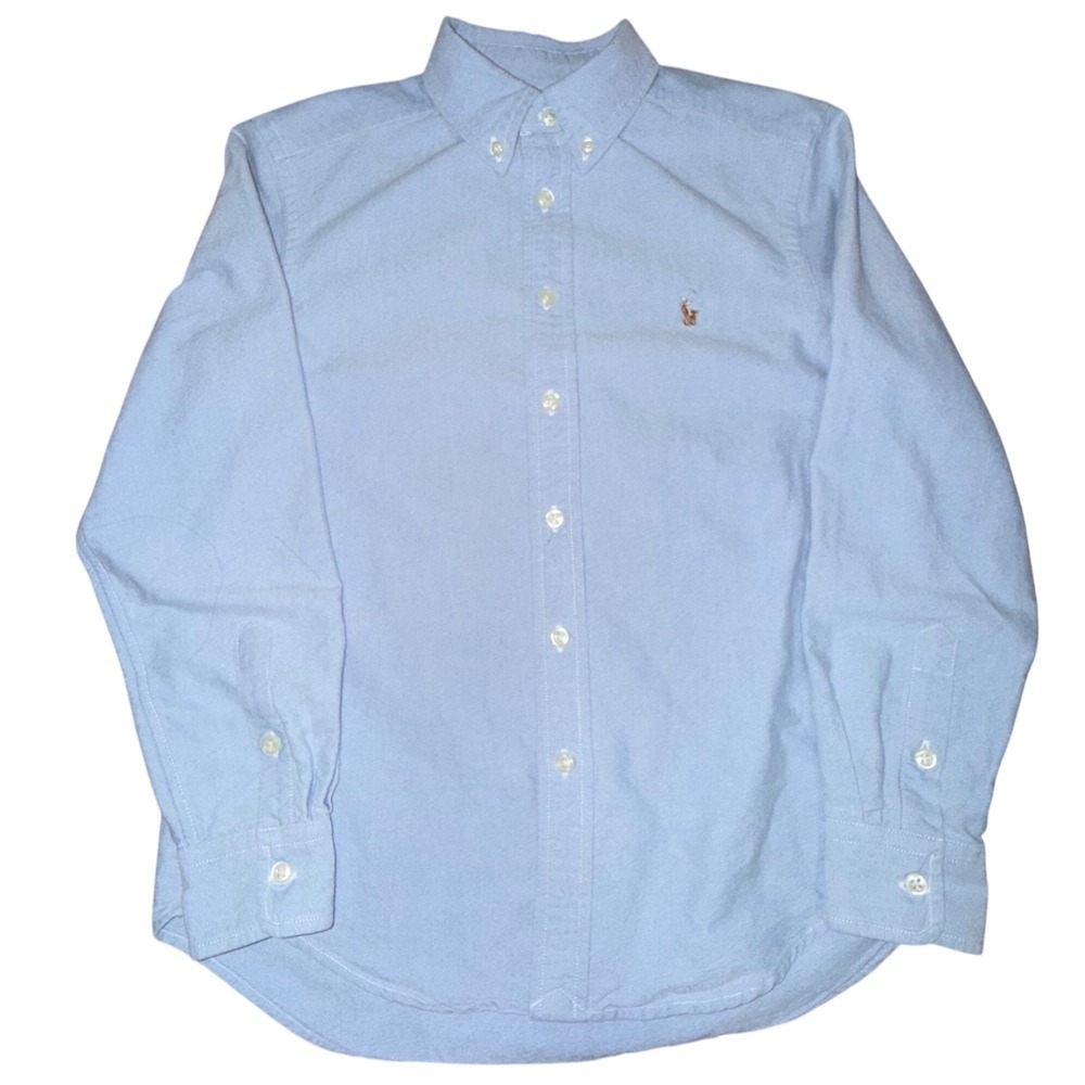 Ralph‎ Lauren Shirt M(10-12) Blue Oxford Button Down Preppy School Classic Pony